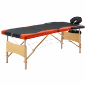 Sklopivi masažni stol s 3 zone drveni crno-narancasti