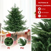 Costway Umetno božično drevo 135 cm, 442 vejic, 160 LED lučk tople bele barve