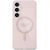 Ovitek Guess sijoč ovitek s klasičnim MagSafe logotipom za Samsung Galaxy S25 roza (GUHMS25SHFGEREP)