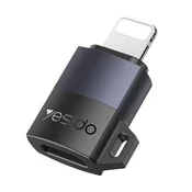 USB-C v Lightning OTG adapter Yesido GS27 27W, 480Mbps - siv