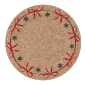 Dekorativni podstavni krožnik okrogel 33x33x1,5cm plutovinast s trakovi 69271