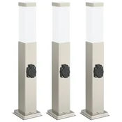 vidaXL vidaXL Stebričke z vtičnico 3 kosi 50 cm nerjaveče jeklo IP44, (5000296978)