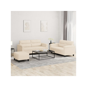 3-dijelni set sofa s jastucima bež tkanina od mikrovlakana
