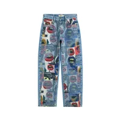 Desigual Kavbojke moder denim/temno zelena/melona/bela