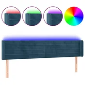 Vidaxl LED posteljno vzglavje temno modro 203x16x78/88 cm žamet