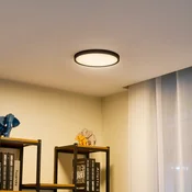 Lindby LED stropna svetilka Pravin, O 30 cm, 3.000 K, črna - Dnevna soba/jedilnica - Sodobni - mat črna, bela - Plastika