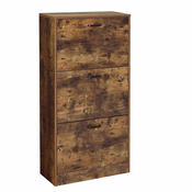 omarica za čevlje s 3 vrati na tečajih 60 x 120 x 24 cm, rustikalno rjava | VASAGLE