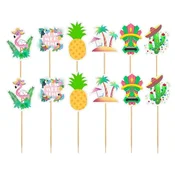 Okraski za torto HAWAII FLAMINGO, 12-delni komplet