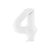 PartyDeco Folija balon rojstni dan številka 4 - bel 86 cm