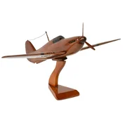 Casa Padrino luxury decorative fighter plane Hawker Hurricane brown/black 44 x 35 x H. 20 cm - Wooden plane with stand - Propeller plane - Model plane - Desk decoration - Decorative accessories