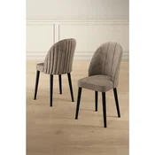 Hanah Home set trpezarijskih stolica Mara 8 kom, kapucino tkanina Babyface, crne metalne noge