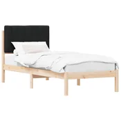 Vidaxl Posteljni okvir z oblazinjenim vzglavjem Črna 80 x 200 cm