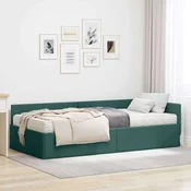 Kutni krevetni okvir s madracem Ostalo 2 pcs Zelena tkanina