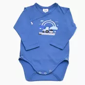 Moder otroški bodi na preklop s traktorjem pod mavrico
