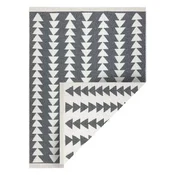 eoshop Preproga TWIN 22994 geometrijska, trikotniki bombažna, dvostranska, okolju prijazna s krajci - antracitna/krem ( - Velikost: 80x300 cm)