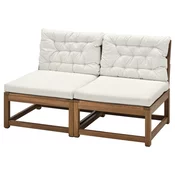 NÄMMARÖ Modularna sofa dvosed, spolja, svetlosmede bajcovano/Kuddarna svetla sivobež