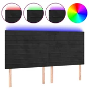 Vidaxl LED posteljno vzglavje črno 180x5x118/128 cm žamet