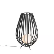 Dizajnerska talna svetilka črna z opalnim steklom 70 cm - Angela