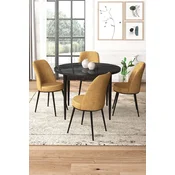 Hanah Home Set Trpezarijski sto i 4 stolice, Oker-crni