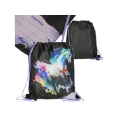 STARPAK Konj Dekliška črna torba za čevlje za TELESNO VZGOJO, šolska torba na rami za dekleta 32x38 cm
