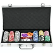 Homestar Poker set 300 žetona s kovcegom 385x23x65 cm srebrni
