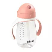 Bocica bidon za ucenje bebe kako piti Beaba Learning Cup 2in1 Old Pink 300 ml sa slamkom ružicasta od 8 mjes