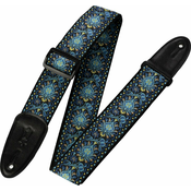 Levys M8HT-04 Print Series 2 60s Hootenanny Jacquard Weave Guitar Strap Blue
