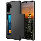 GS Ovitek za Huawei P30 Pro, drsni etui za kartice, črn