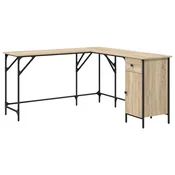 Vidaxl Pisalna miza sonoma hrast 141x141x75 cm inženirski les