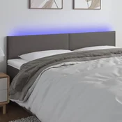 Vidaxl vidaXL Vzglavje postelje z LED svetlo sivo 160x5x78/88 cm umetno usnje