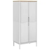 Vidaxl Garderobna omara FLORO bela 77x53x171 cm trdna borovina