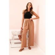 Kesi Włoski Wide-leg pants dark camel