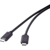 renkforce USB 3.1 priključni kabel [1x USB-C™ vtič - 1x USB-C™ vtič] 0.50 m črne barve s pozlačenimi vtičnimi kontakti renkfor