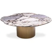 Casa Padrino luxury coffee table multicolored/brass 100.5 x 88.5 x H. 37 cm - Stainless steel living room table with marble top - Luxury living room furniture - Living room furnishings