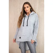Padded sweatshirt with a long back and a grey hoodie