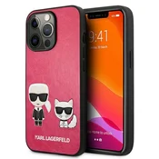 Karl Lagerfeld Ikonik Karl&Choupette ovitek za iPhone 13 Pro/iPhone 13 - fuksija