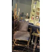 Casa Padrino luxury designer armchair left side with cushions black/white/gold 91.5 x 75 x H. 136.5 cm - Living room furniture - Hotel furniture - Luxury furniture