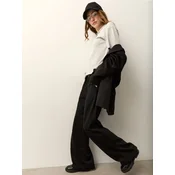 Sinsay - Elegantne wide leg pantalone sa dodatkom viskoze - crno