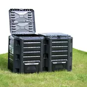 vidaXL Vrtni kompostnik črn 800 L