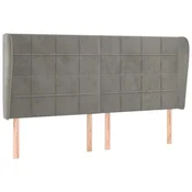 Vidaxl Vzglavje z ušesi svetlo sivo 203x23x118/128 cm žamet