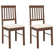 Vidaxl Jedilni stoli z blazinami 2 kosa Brown Solid Wood Rubber