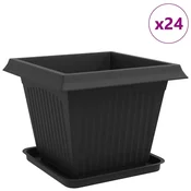 Vidaxl Lončki za rastline 24 szt. Črna 43 x 43 x 33,5 cm Plastika
