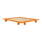 Oranžna zakonska postelja iz masivnega bora brez vzglavja z letvenim dnom 160x200 cm Japan – Karup Design