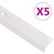 Rubnjaci za stepenice L-oblika 5 kom aluminijski 100 cm srebrni