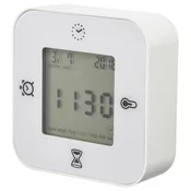 KLOCKIS Sat/termometar/alarm/budilnik, bela, 7x7 cm