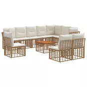 Set vanjskih sofa 11 pcs Prirodna i krema bijela Poliester