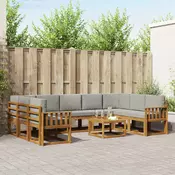 Set vanjskih sofa 10 kom. Prirodna i svijetlo siva