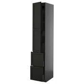 METOD/KNIVSHULT Visoka omara+plc/4prd/vrata/2 ličn, črno siva/Lerhyttan črno luženo, 40x60x220 cm