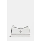 Usnjena torbica Tory Burch Kira Turnlock bela barva, 176642-100