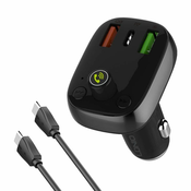 LDNIO LDNIO Bluetooth C704Q 2USB, USB-C oddajnik FM + USB-C - kabel USB-C